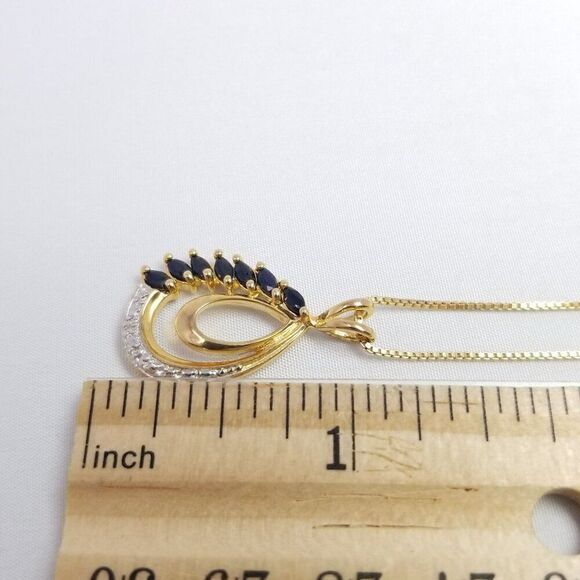 Vintage Sterling Silver Drop Shape Pendant with Chain, Gold Plated, Estate - Picture 7 of 10